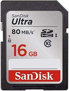 SanDisk Ultra 16GB Class 10 SDHC Memory Card Up to 80MB/S- SDSDUNC-016G