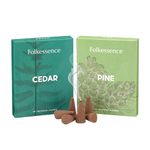 Folkulture Incense Cones Scented, Set of 2 Inscents-Cones (30 Cones), Natural Fragrances - Pine & Cedar, Variety Pack of Insence Cones for Relaxation, Aromatherapy, Meditation & Air Purification