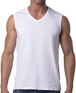 Y2Y2 Men's Sleeveless V-Neck T-Shirt, White, S (34"-36")