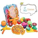 Kingdommax cutting play food kitchen pretend, plastic fruit vegetable kitchen cutting toy set