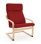 Vinylla Armchair Replacement Cover Made for Ikea Poang Chair (Cushion Design 1, Cotton - Red)