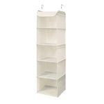 BrilliantJo Hanging Storage with 5 Shelves Wardrobe Closet Organiser, Storage Shelves Unit with 6 Pockets for Clothes - Beige(30 x 30 x 108cm)