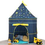 Kids Play Tent Kids Teepee Tent Princess Castle Play Tent Children Playhouse with Bonus LED Star Lights for Indoor Outdoor Portable Playhouse Boys & Girls Birthday Gift (Moon Blue)