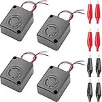 Youmile 4 pcs Black Mini Piezo Alarm Siren 12V DC 110dB Insurance AntiTheft HighDecibel Square Shell Active Buzzer Alarm with alligator clip for Car Safes