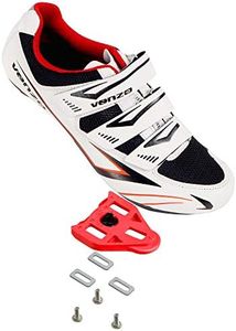 Venzo Bicycle Men's Road Cycling Riding Shoes - 3 Straps - Compatible with Peloton Look Delta & Shimano SPD-SL - Perfect for Road Racing Bikes Black Color 46