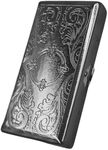 Victorian Style Cigarette Case Double Sided King & 100s Etched Pattern By Kasebi