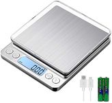 KUBEI Upgraded Large Range Small Kitchen Scale 1kg/0.01g, USB Charging Mini Food Electronic Scale, High Accuracy Cooking Scale, for Jewellery Gold Coffee Herb Coin Pocket Scale with LCD Display