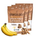 Rawcology - Banana with Maca Organic Granola | Grain Free Granola | Gluten Free Granola | Healthy Cereal | Vegan, Low Sugar, Keto, Paleo, Peanut Free, NON-GMO, Allergen Friendly (3 x 200g)