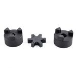 AUTOJARE 1/2" to 3/4" L095 Flexible 3-Piece L-Jaw Coupling Set & Buna-N NBR Rubber Spider