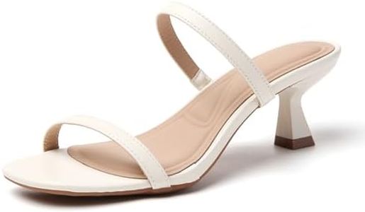 Tilocow Two Straps Kitten Heels for Women Open Toe Heeled Sandals Dressy Low Heel Slip On Mules for Wedding Office Casual Outfits