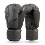 RXN R1 Boxing Gloves with Microfiber Thumb, Premium, High-Performance & Durable for Men, Women & Kids, Training, Kickboxing, Taekwondo, MMA, Muay Thai & Martial Arts (Black, 8oz)