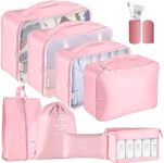 Oceanevo 9 Pcs Packing Cubes, Travel Luggage Organizer for Men and Women, Toiletry Bag, Packing Cubes for Travel With Tooth Brush Holder- Set of 9 - Pink