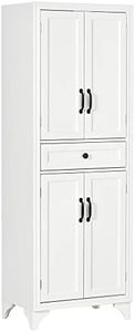 HOMCOM Buffet Haut Armoire de Cuisine 4 Portes 2 placards et 1 tiroir Central Hauteur 170 cm avec étagère réglable - Blanc