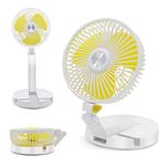 Yocuby Foldable Fans, Portable Table and Desk Fan with Lights, USB Rechargeable Fan, 16INCH Cordless Outdoor Standing Fan for Home, Office, Camping and Picnic (White)