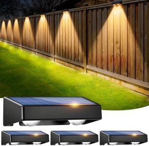 sununiny Solar Fence Lights Outdoor Garden,4 Pack Solar Garden Lights IP65 Waterproof,9 Colors 11 Modes RGB Wall Fence Lights Solar Powered for Outside Backyard,Pathway,Yard