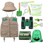 Outdoor Explorer Kit Bug Hunting Kits for Children Explorer Costume includes Explorer Hat Cargo Vest 3-7 Year Old Boys Girls Kids Adventure Kit Children Outdoor Educational Kit