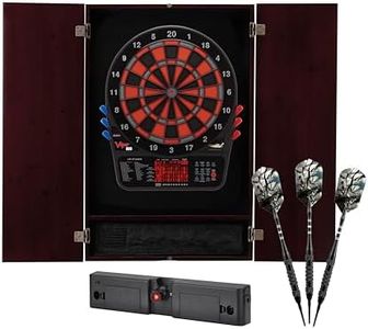 Viper by GLD Products Sisal/Bristle Viper Metropolitan Electronic Soft Tip Cabinet Bundle: Elite Set (800 Dartboard, Darts and Laser Throw Line), Espresso Finish, One Size