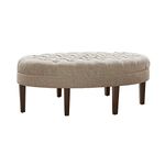 Madison Park Martin Oval Surfboard Tufted Ottoman Large - Soft Fabric, All Foam, Wood Frame Linen Oval Coffee Table Ottoman - 1 Piece Modern Design Coffee Table for Living Room