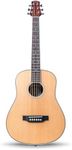 Carry-on Mini Acoustic Guitar, 3/4 Size, Travel, Education, Steel String, Natural
