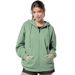 FUNKY MONKEY Cotton Blend - Women's Cute Hoodies Teen Girl Winter Jacket Sweatshirts Casual Drawstring Clothes Zip Up Hoodie with Pocket (in, Alpha, Medium, Regular, Pista Green)