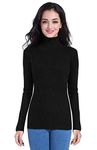 DENIMHOLIC Women's Cotton Turtle Neck Sweater (Black_Large)