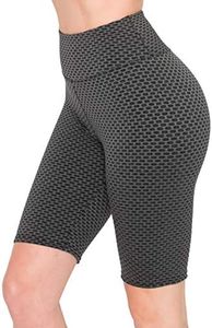 ALWAYS Women's Honeycomb Compression Shorts - High Waist Slimming Butt Lift Textured Workout Shorts, Gsbk128-4050 / Grey, Large