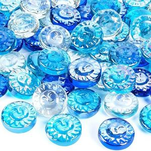 RUOJAS 10 LB Flat Glass Stone, Decorative Marbles for Vases, Sun Glass Gem for DIY Vase Fillers (Cobalt Blue, Ocean Blue, Crystal)