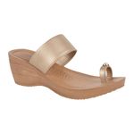 BELLA by Labella Women Fashion Wedge Slip On Golden Sandal | Durable | Stylish | Comfortable | Slip Resistant | Lightweight and Breathable | 4 UK