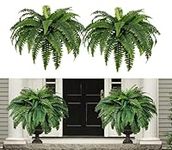 HY-MS 2PCS Growhabity Ferns, UV Resistant Lifelike Artificial Boston Fern, Artificial Ferns for Outdoors & Indoors, 22" Large Faux Ferns 56 Fronds Fake Boston Fern Plant for Planter Garden Porch Yards