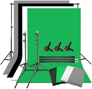 Abeststudio Photography Studio Green Screen Backdrop 1.6M x 3M 4PCS Cotton Background (Black White Green Grey)+ 6.5ft x 6.5ft / 2m x 2m Background Stand + 3 Clamps+ Carry Bag for Photo Video