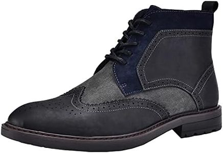Ankle Boot for Men, Genuine Leather Lace Up Wing Tip British Style Casual Dress Boots