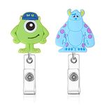 ZOEAST(TM) Sulley Mike Cartoon Cute Retractable Badge Reel, Holder for Office Work Nurses ID and Name Tag with Metal Back Clip, 28 inch Cord Extension (Sulley Mike)