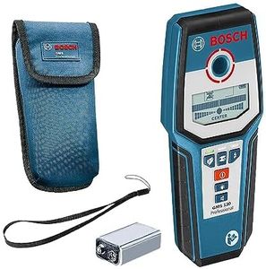 Bosch Professional 601081000 Stud Finder GMS 120 (Max. Detection Depth Wood/Magnetic Metal/Non-Magnetic Metal/Live Cable: 38/120/80/50 mm, in Cardboard Box), Black/Blue