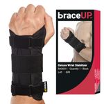 BraceUP Deluxe Wrist Stabilizer Support Brace with Aluminum Splint for Carpal Tunnel Arthritis: S/M, Left Hand