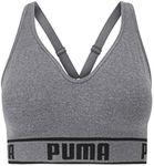 PUMA Women's Seamless Sports Bra, Grey/Black, Small