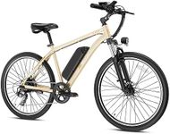 Jasion Electric Bike for Adults, 32KM/H Electric Mountain Bike, 26'' Electric Commuter Bicycle with Removable Battery, Front Suspension, 7 Speed Gear
