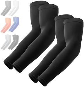 OutdoorEssentials Maniche a braccio con protezione solare UV, manica di compressione di raffreddamento, maniche sportive e UV per uomo e donna, 2 paia: nero, OSFM