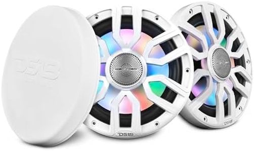 DS18 NXL-IQ8/WH 8" 2-Way Coaxial Marine Speaker with Digital Led Lights and Bullet Tweeter 175 Watts 4-Ohm, Water Resistant IP65, Silicone Cover Included, Pair