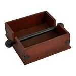 Creative Co-op CG0232 Square Wood Napkin Holder with Metal Bar, 9.5-Inch, Brown