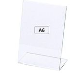 Porpoise A6 SIZE Acrylic Menu Sign Holder, L Shape Portrait Style, Notice in Classroom, QR Code Scanner Display Stand,Paper Holder Stand Transparent & Clear View (Pack of 2)