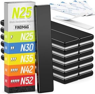 FINDMAG 12 Pack Powerful Neodymium Magnets, Strong Rare Earth Magnet Heavy Duty, Bar Magnets with Double-Sided Adhesive for Fridge, Office, Kitchen, Fishing, DIY - 60x10x3mm (N25)