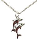 Silver Plated Necklace Animal Lovers Twin Dolphins Pendant