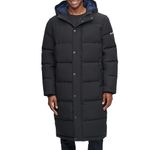 DKNY Men's Arctic Cloth Hooded Extra Long Parka Jacket, Black, Medium