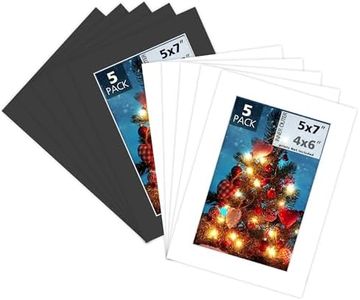 Mat Board Center, 10 Pack Pre-Cut 5x7 Picture Mats for 4x6 Photos/Prints - Acid Free, Bevel Cut, White Core, 4-Ply Thickness (White & Black)