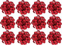 The Gift Wrap Company Decorative Confetti Bows, Medium, Red Metallic, 12 Count(Pack of 1)