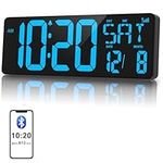 XREXS 17 Inch Large Digital Wall Clock with Bluetooth Function, Auto-sync Time, Adjustable Brightness Clock with Time/Date/Temperature/Timer/Alarm Clock for Home, Gym, Office and Classroom