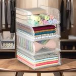 Kuber Industries Large 4 Pcs Multipurpose Foldable Cloth Organizer for Wardrobe & Almirah | Kids Shelf for Clothes & Organiser Storage Box for Cupboard, Kitchen & Bathroom | Transparent