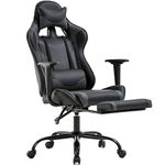 BestOffice Gaming Chair with Footrest,Ergonomic Office Chair,Adjustable Swivel Desk Chair,Reclining Computer Chair with Lumbar Support and Headrest,Racing Style Video Gamer Chair (Grey)