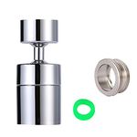 Yizhet 360° Swivel Tap Aerator Water Saving Faucet Brass Adjustable 2 Modes Soft Bubble Stream/Strong Sprayer Faucet Tap Aerator for Taps with M22 External Thread or M24 Internal Thread Nozzle(1 pack)