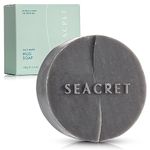 SEACRET MUD SOAP BAR: Dead Sea Black Mud Minerals Skin Care Treatment with Guineensis Kernel Oil, Witch Hazel & Sea Salt for Cleaning, Hydrating, Exfoliating, Detoxifying Face & Body, Normal to Oily Skin, 4.4 Oz